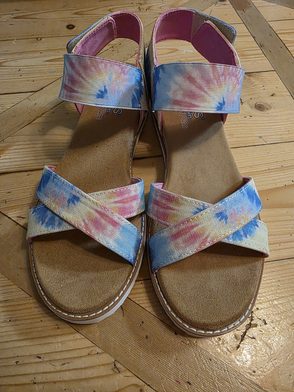 Skechers Tie-Dye Strappy Sandals - Pink, Blue & Yellow